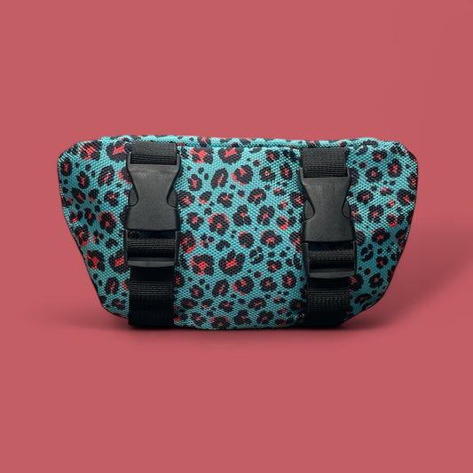 AQUA CHEETAH SADDLE POUCH